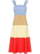 Staud Sleeveless Striped Cotton Blend Dress - Multicoloured