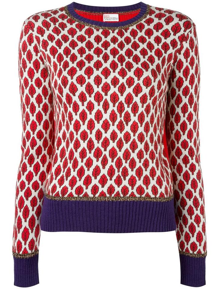 Red Valentino Leaf Pattern Jumper, Women's, Size: Small, Cotton/wool/viscose/polyester