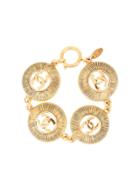 Chanel Vintage Cutout Cc Bracelet - Gold