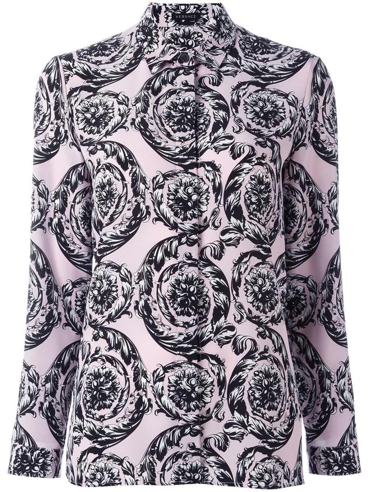 Versace 'ice Baroque' Print Shirt, Women's, Size: 42, Black, Silk
