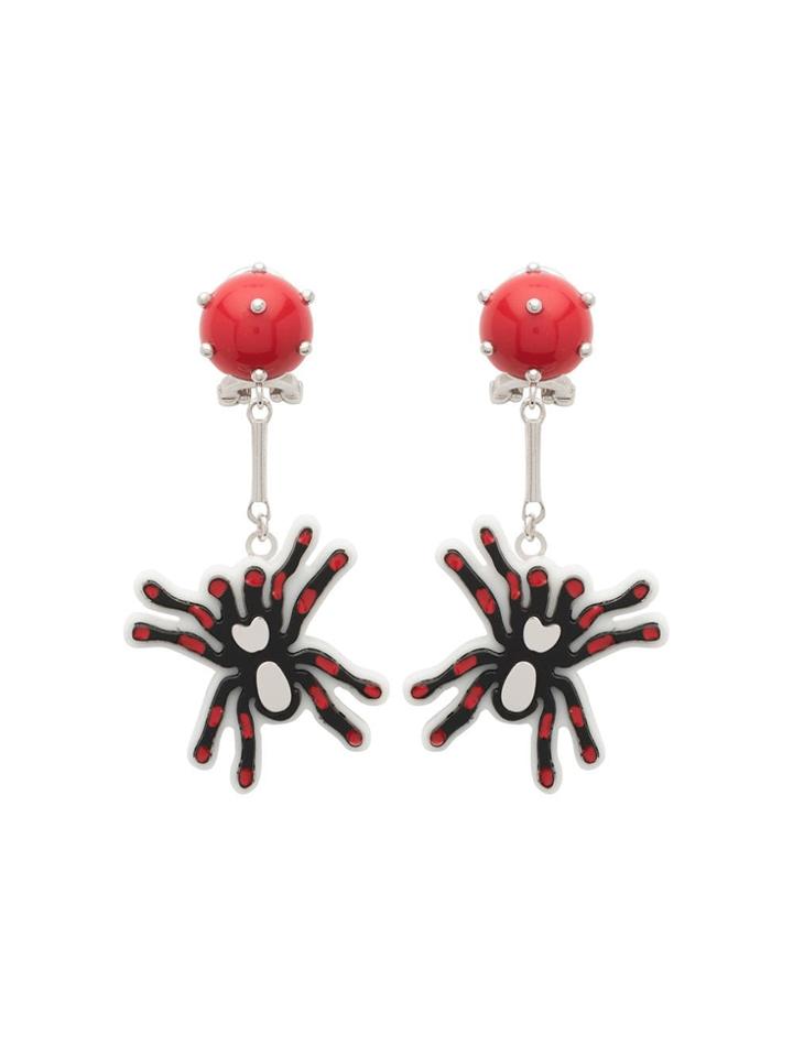 Prada Spider Clip Earrings - Red