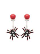 Prada Spider Clip Earrings - Red