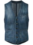 Lardini - Washed Denim Waistcoat - Men - Cotton - 46, Blue, Cotton