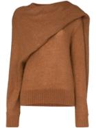 Rejina Pyo Knitted Wrap-style Scarf Jumper - Brown