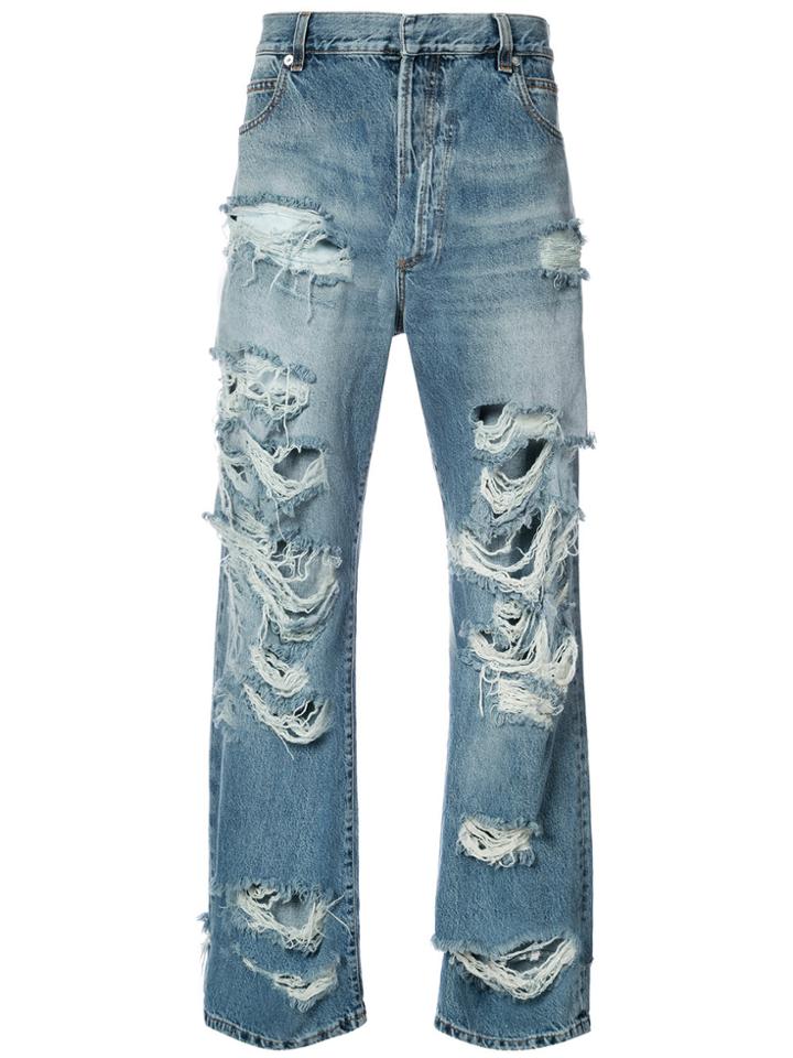 Balmain Distressed Slouched Jeans - Blue