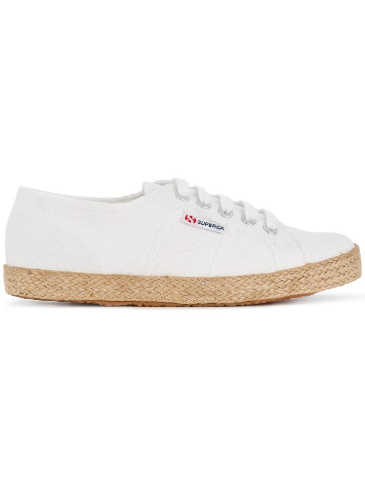 Superga Low Top Woven Sole Sneakers - White