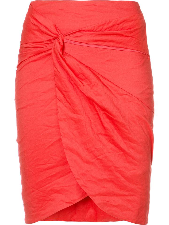 Nicole Miller - Gathered Front Skirt - Women - Cotton/nylon/polyester/metallic Fibre - 4, Women's, Red, Cotton/nylon/polyester/metallic Fibre