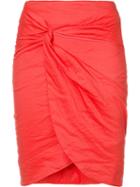 Nicole Miller - Gathered Front Skirt - Women - Cotton/nylon/polyester/metallic Fibre - 4, Women's, Red, Cotton/nylon/polyester/metallic Fibre