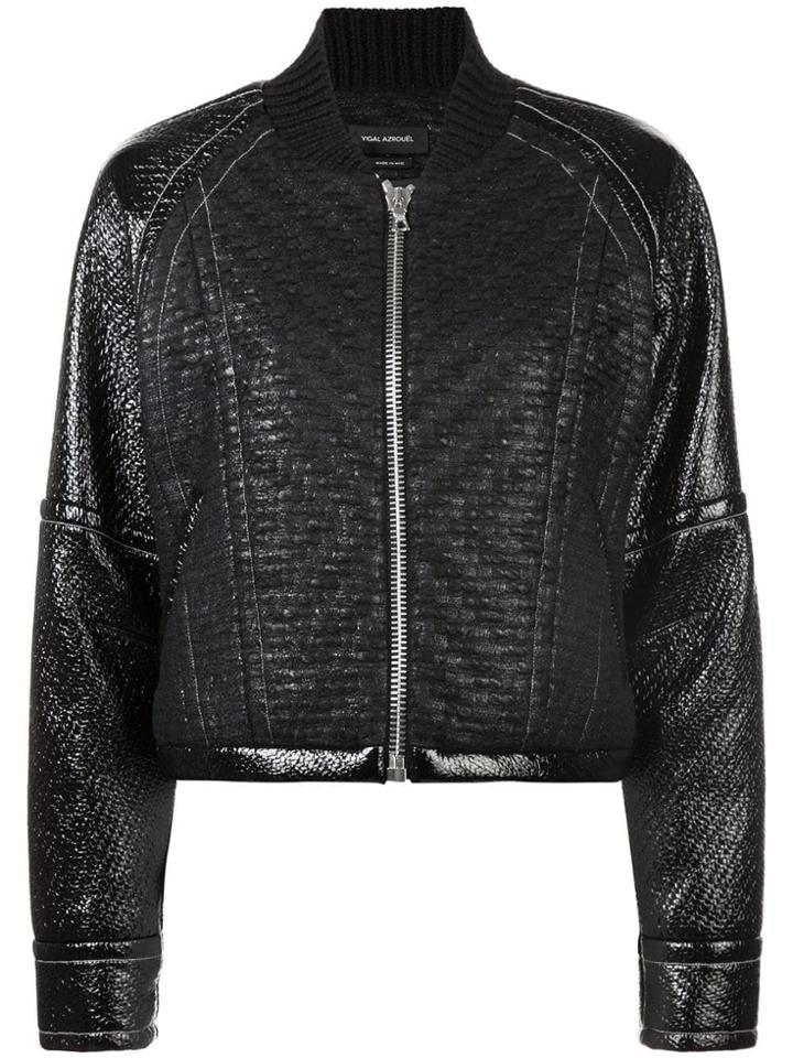Yigal Azrouel Laminated Tweed Bomber Jacket - Black