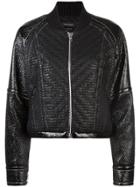 Yigal Azrouel Laminated Tweed Bomber Jacket - Black