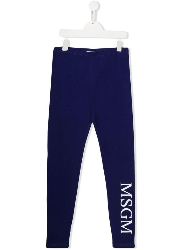 Msgm Kids Teen Logo Leggings - Purple