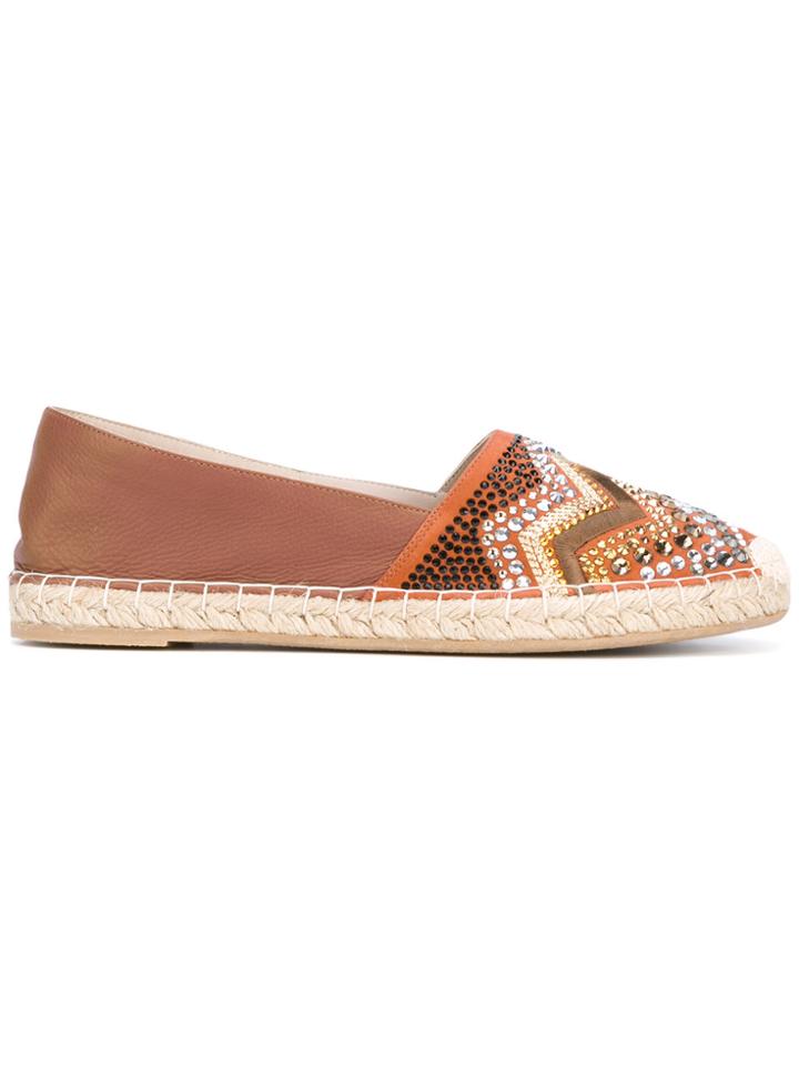 Le Silla Embellished Toe Espadrilles - Brown