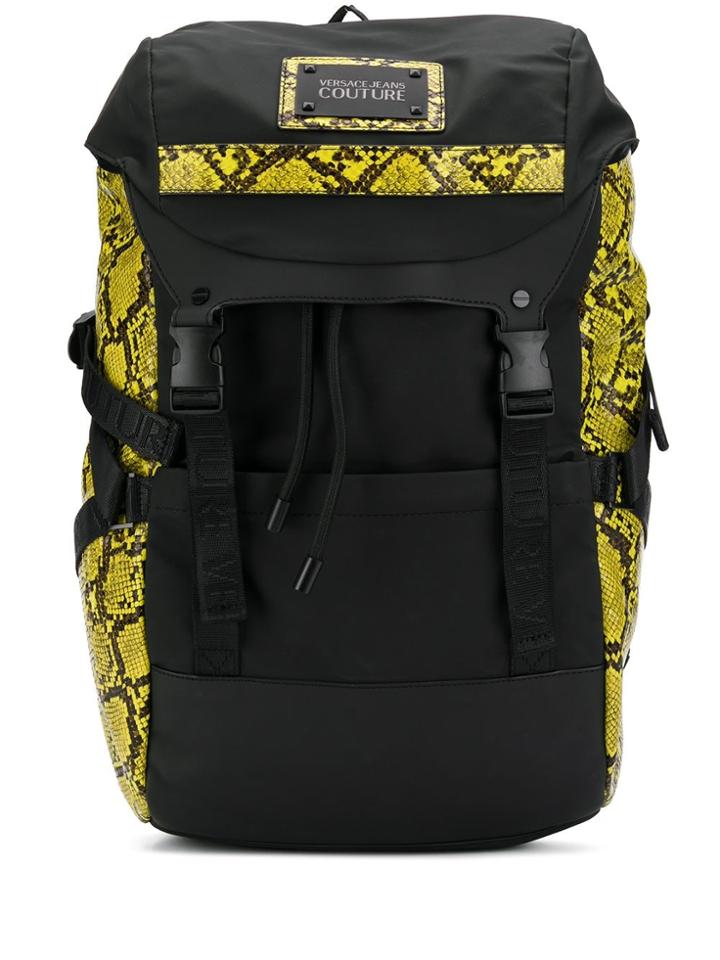 Versace Jeans Couture Snakeskin Trim Backpack - Black