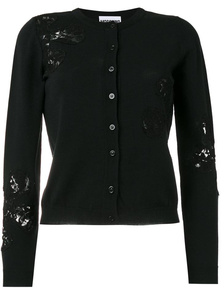 Moschino Sequin Embellished Cardigan, Women's, Size: 46, Black, Virgin Wool/rayon/polyamide