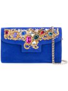 Casadei - Jewelled Shoulder Bag - Women - Chamois Leather/nappa Leather/brass/plastic - One Size, Blue, Chamois Leather/nappa Leather/brass/plastic