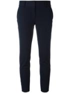 Michael Michael Kors Gold Buttons Cropped Trousers, Women's, Size: 4, Blue, Cotton/spandex/elastane/viscose