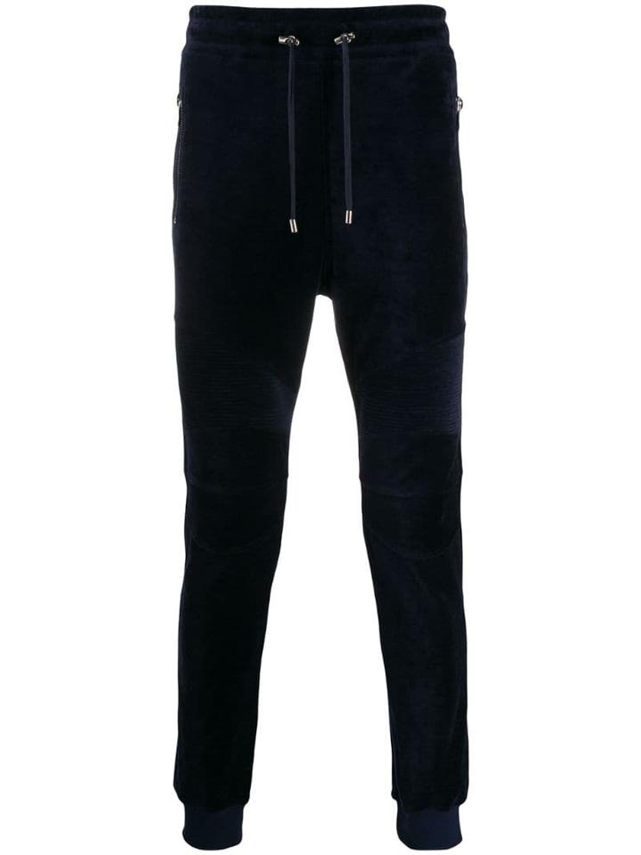 Balmain Velvet Slim Fit Track Pants - Blue