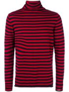 Société Anonyme Striped Turtleneck Jumper, Men's, Size: Medium, Blue, Wool