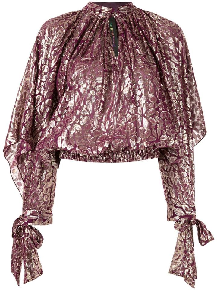 Romance Was Born Floral Metallic Blouse - Purple