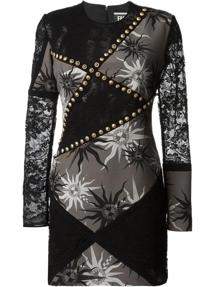 Fausto Puglisi Sun Print Dress, Women's, Size: 40, Black, Silk/acetate/polyamide