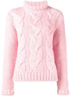Ganni Cable Knit Jumper, Women's, Size: Large, Pink/purple, Polyamide/alpaca/merino