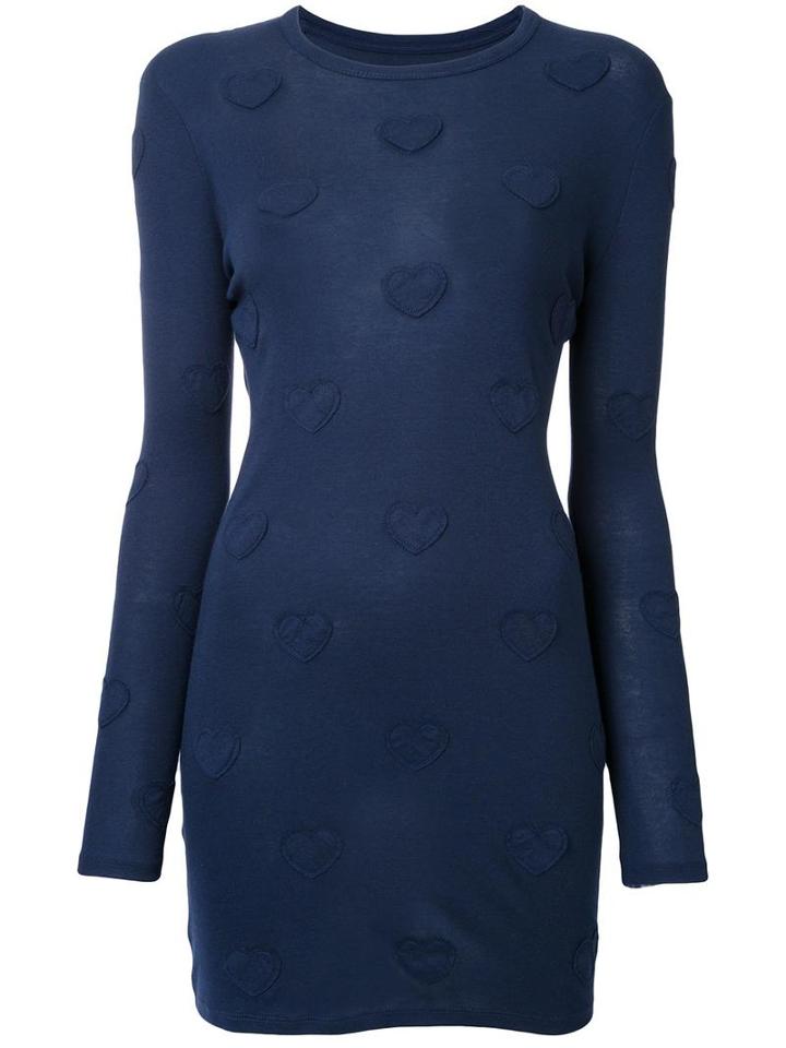 Zoe Karssen Hearts Motif Knit Dress, Women's, Size: Medium, Blue, Cotton/modal