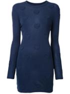 Zoe Karssen Hearts Motif Knit Dress, Women's, Size: Medium, Blue, Cotton/modal