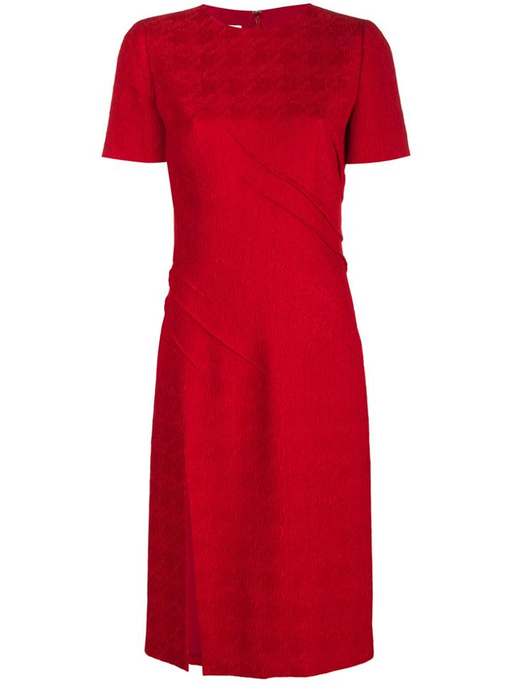 Oscar De La Renta Front Slit Cocktail Dress - Red