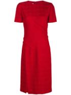 Oscar De La Renta Front Slit Cocktail Dress - Red