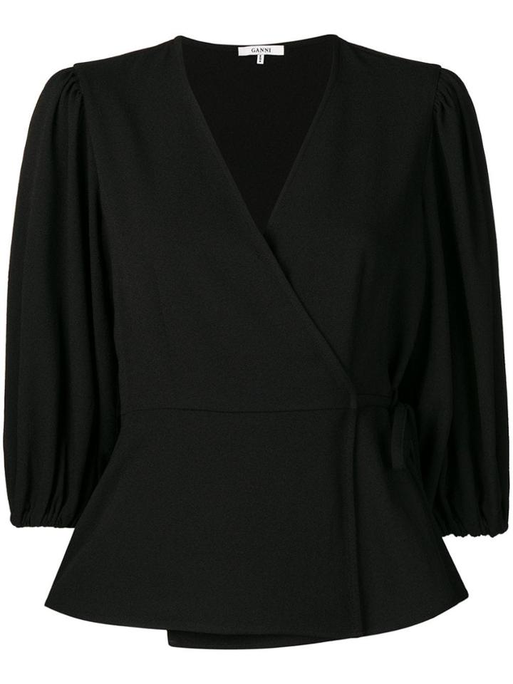 Ganni Wrap Blouse - Black