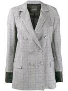 Pinko Check Print Double Breasted Blazer - Grey