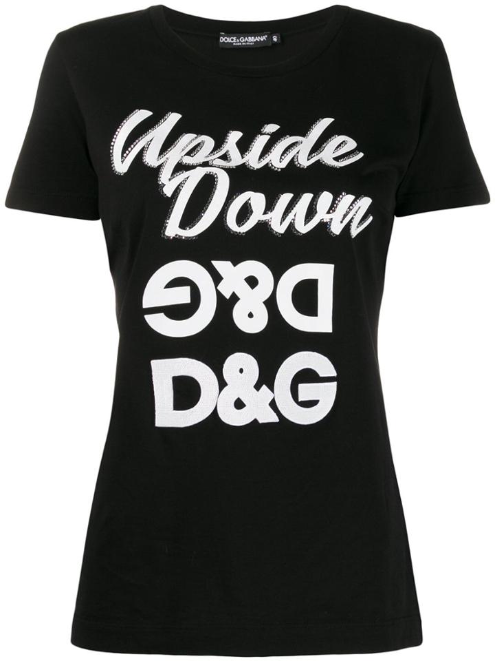 Dolce & Gabbana Upside Down Logo Print T-shirt - N0000 Nero