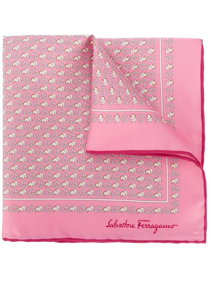 Salvatore Ferragamo Elephant Print Pocket Square - Pink
