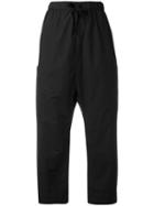 Album Di Famiglia - Elasticated Waist Cropped Trousers - Women - Cotton - S, Black, Cotton