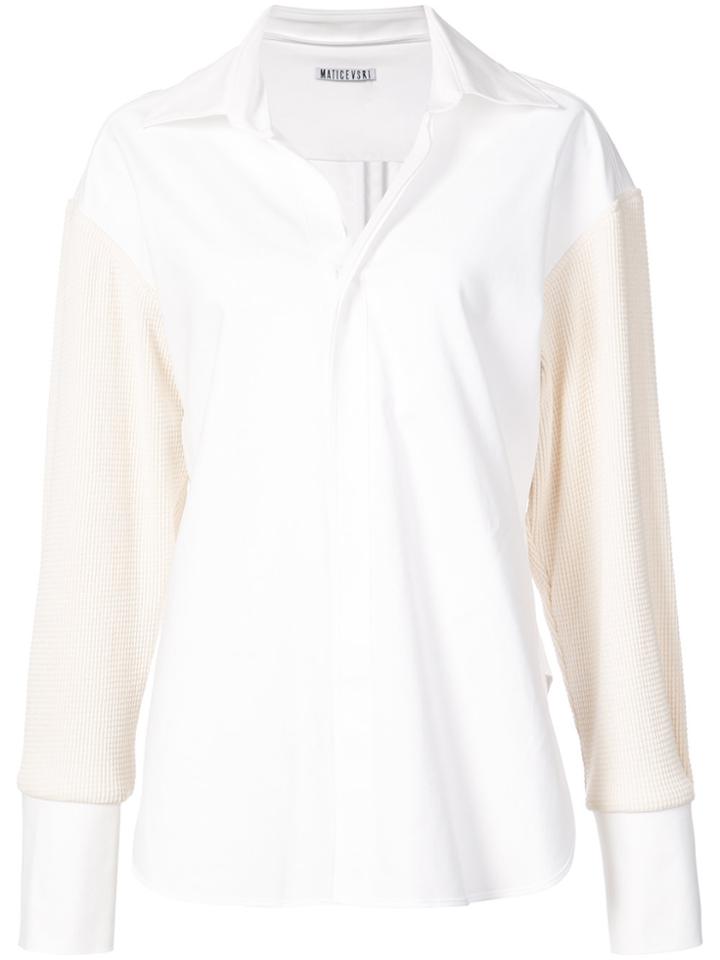 Maticevski Relaxed Waffle-knit Sleeve Shirt - White
