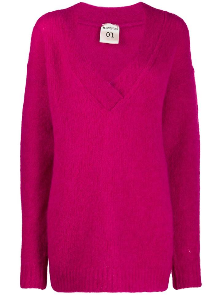Semicouture V-neck Jumper - Pink