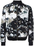 Msgm Floral Print Bomber Jacket, Men's, Size: 50, Black, Cotton