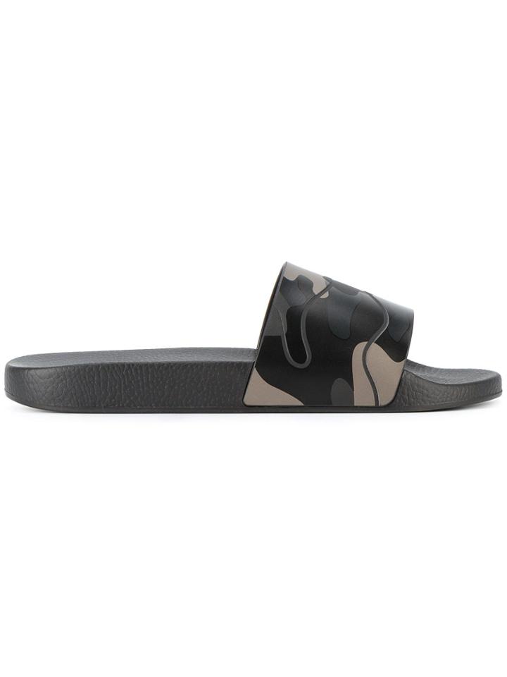 Valentino Camouflage Slides - Black