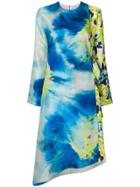 Msgm Asymmetric Printed Dress - Blue
