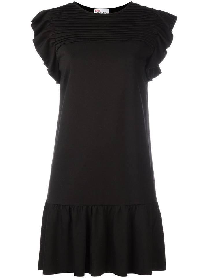 Red Valentino Frill Drop Hem Dress, Women's, Size: Large, Black, Viscose/polyamide/spandex/elastane