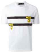 Love Moschino Belt Print T-shirt, Men's, Size: M, White, Cotton