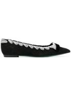 Fendi Velvet Lace Through Detail Ballerinas - Black