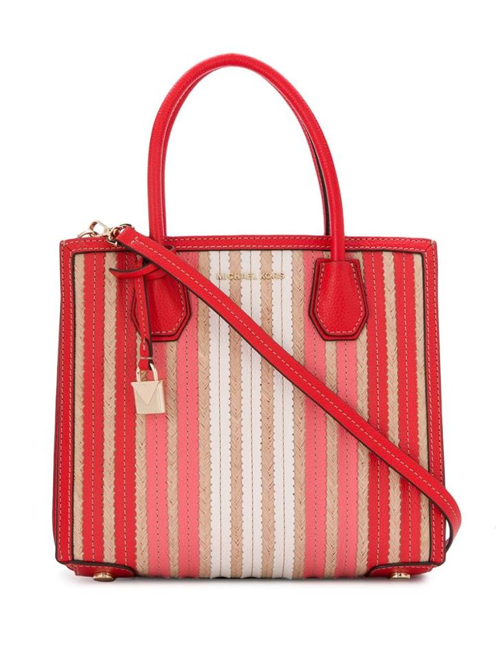 Michael Michael Kors Mercer Striped Tote Bag - Red
