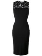 Valentino Lace Panel Fitted Dress, Women's, Size: Medium, Black, Viscose/polyester
