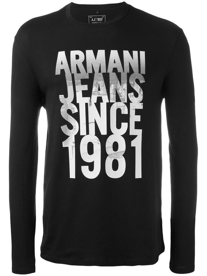 Armani Jeans 'since 1981' Print Sweatshirt, Men's, Size: Large, Black, Cotton