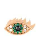Delfina Delettrez Eyes On Me Diamond And Emerald Earring, Women's, Blue, Diamond/emerald/black Diamond/18kt Gold