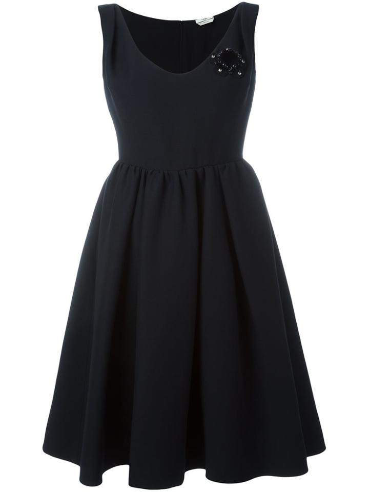 Fendi Flower Appliqué Dress - Black