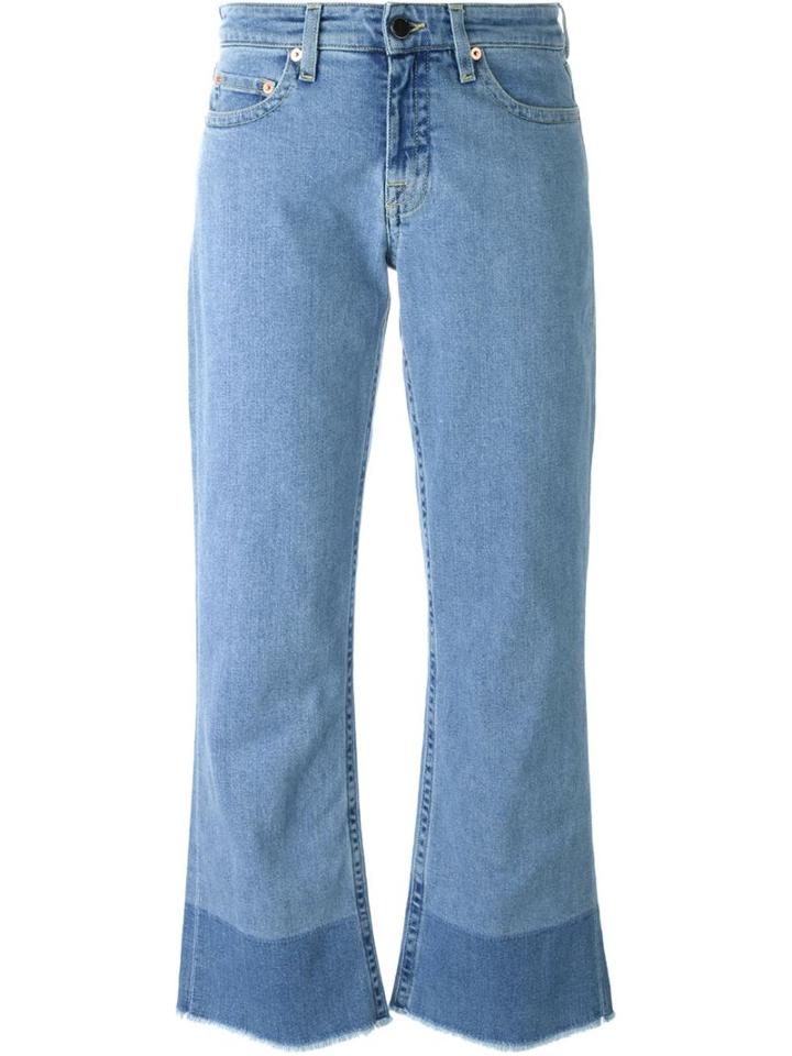 Victoria Victoria Beckham Cropped Flared Jeans, Women's, Size: 31, Blue, Cotton/spandex/elastane