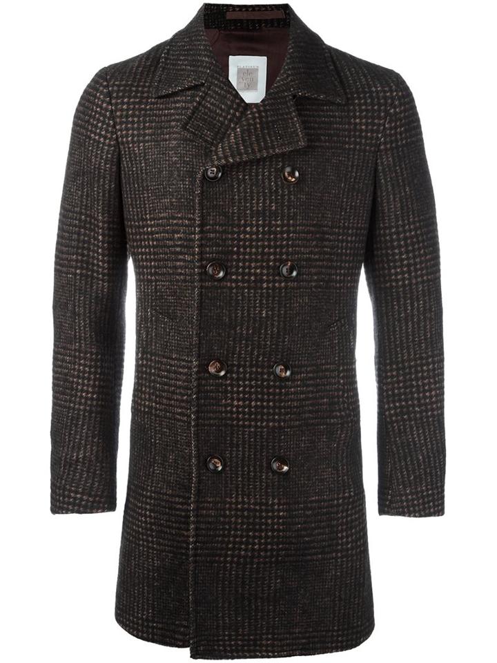 Eleventy Plaid Double Breasted Coat