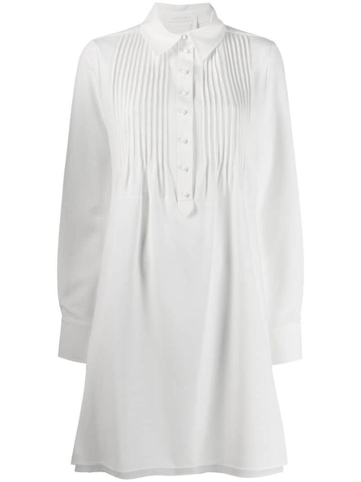 See By Chloé Pleated-placket Shirt Dress - White